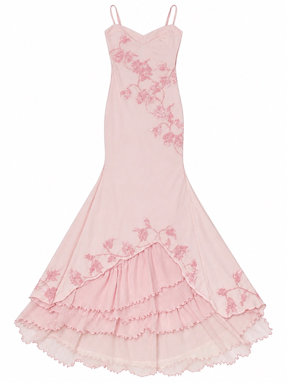 House of CB Anastelle Gown XS Pink Beaded Satin NWT